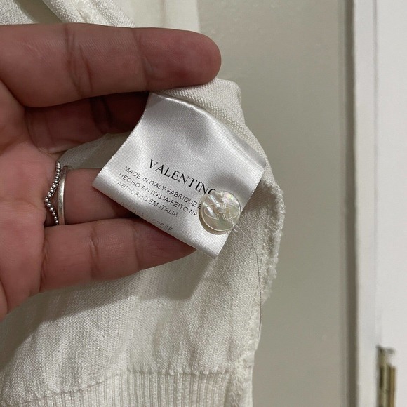 Valentino Roma size small S cardigan white beige bow long sleeve button up - Picture 7 of 7